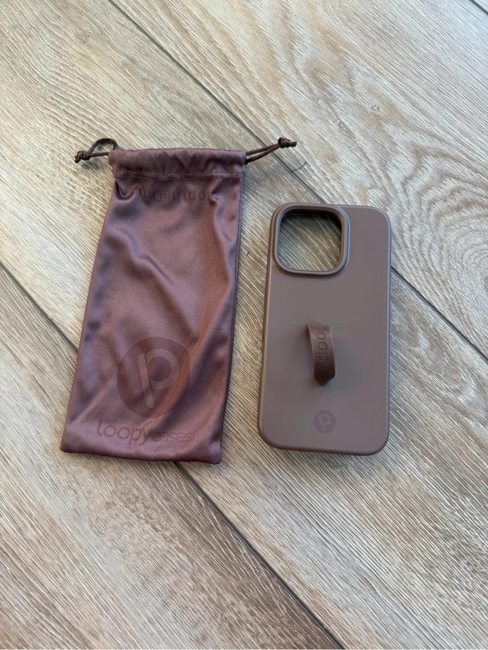 iPhone 16 pro Loopy Case Brown Silicone Phone Case with Carry Loop